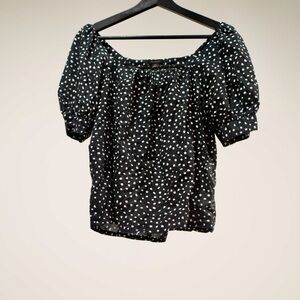 Black Polka Dot Women's Top